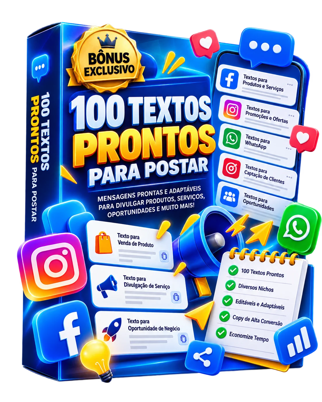 Capa do bônus 1: 100 Textos Prontos para Postar