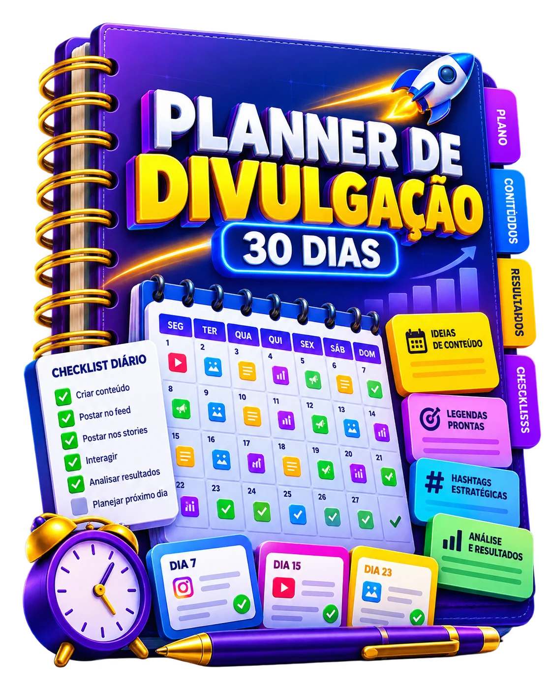 Capa do bônus 5: Planner de Divulgação - 30 Dias